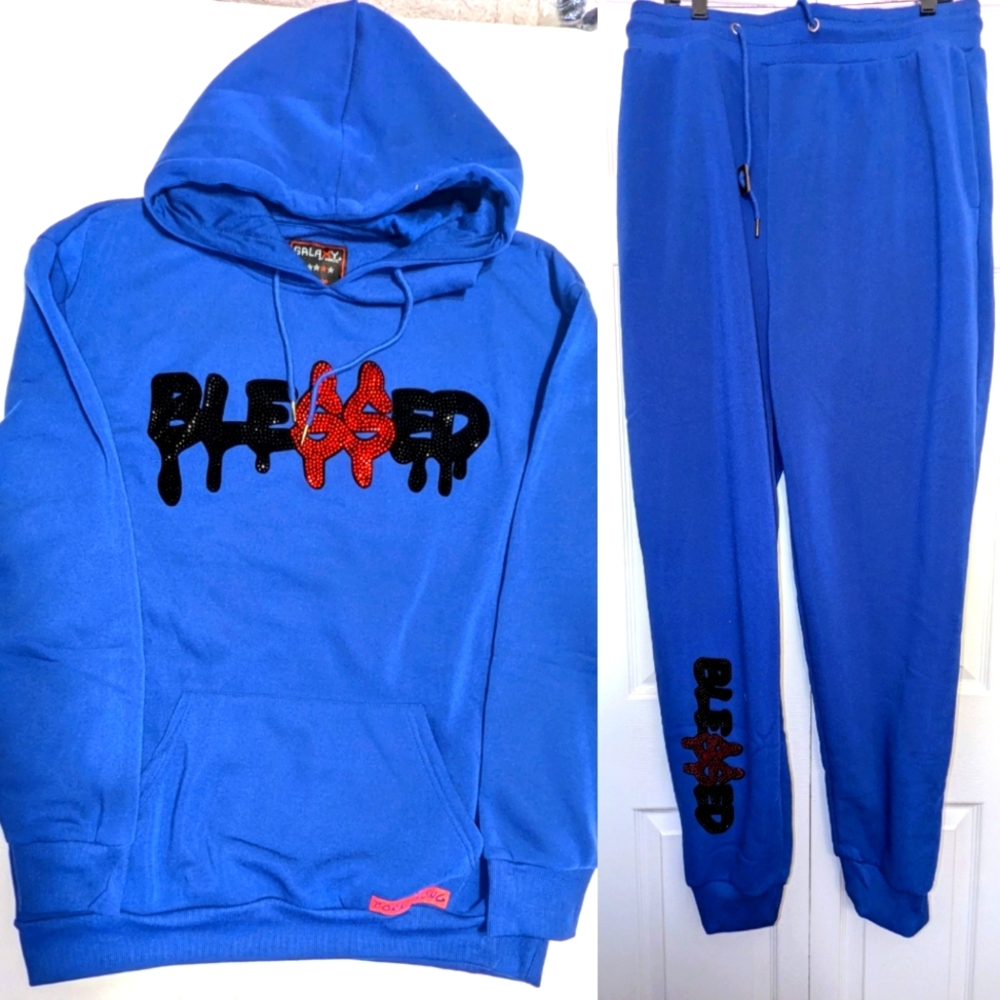 Big Men's Bling Hoodie with Sweatpants Set